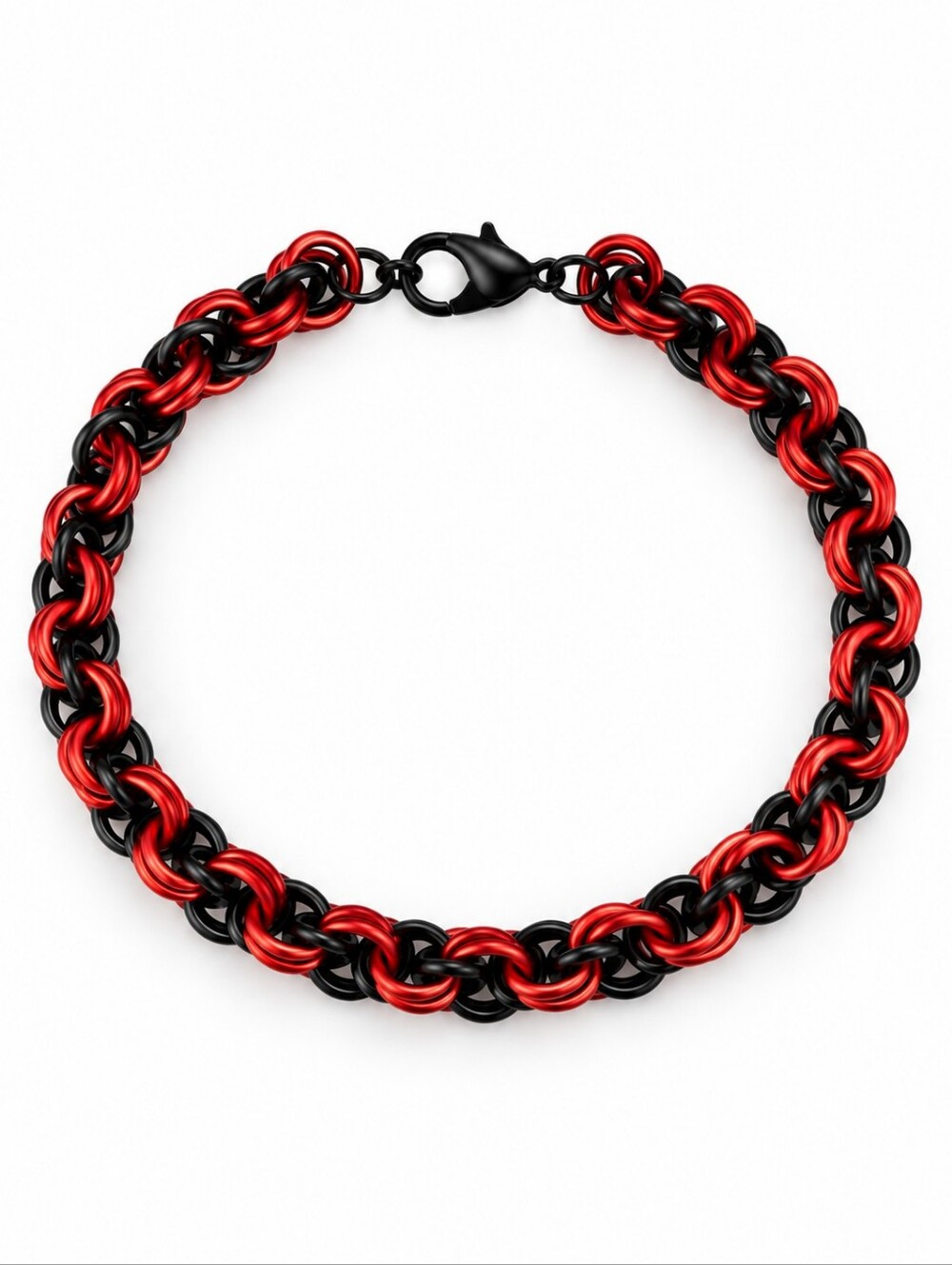 3/$30 Dainty Red & Black Chainmaille Tennis Bracelet